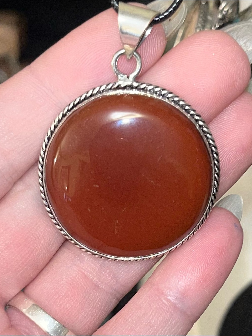 Handcrafted Red Carnelian Pendant Necklace - Classic Silver Setting